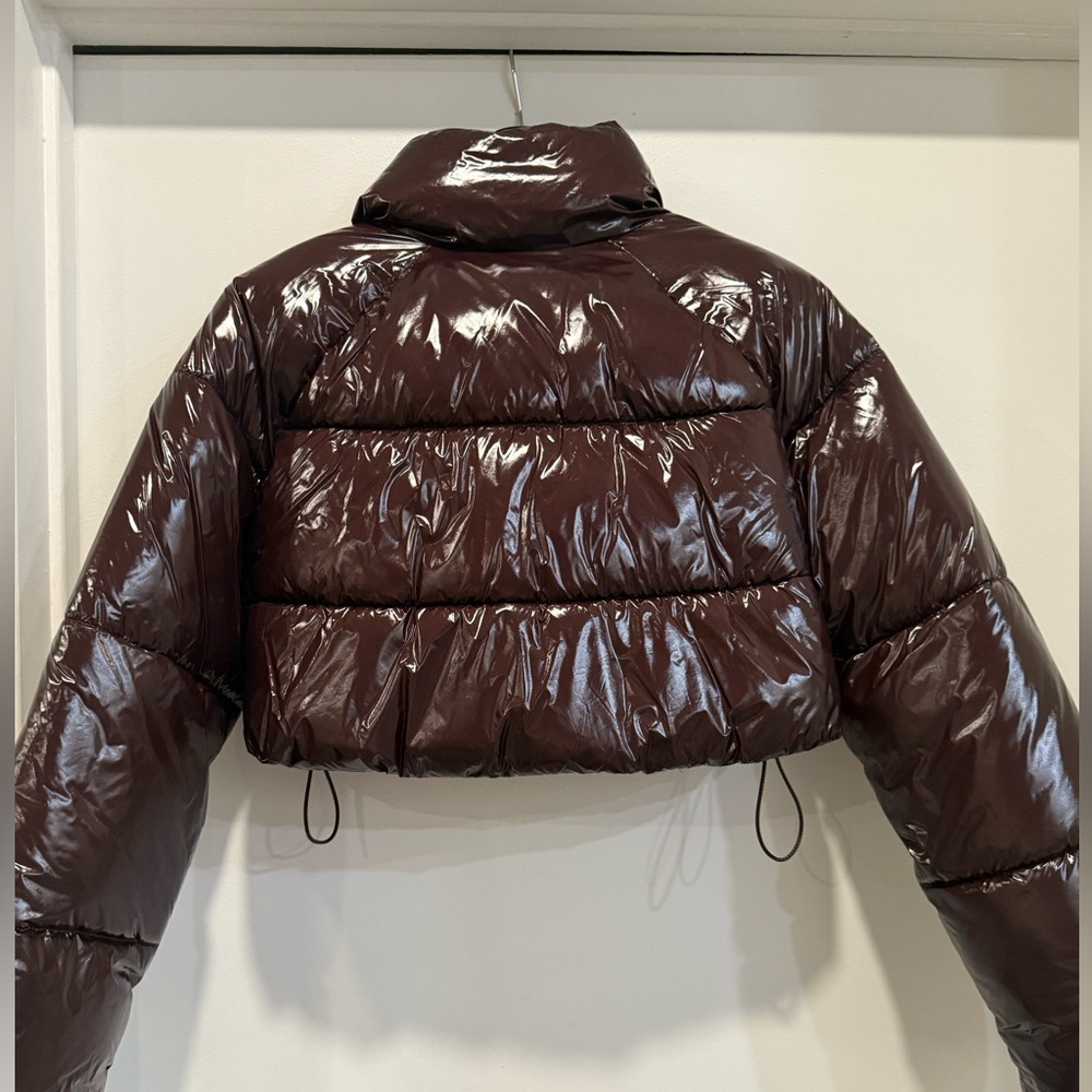 Zara Glossy Chocolate Puffer Jacket - Picture 2 of 4